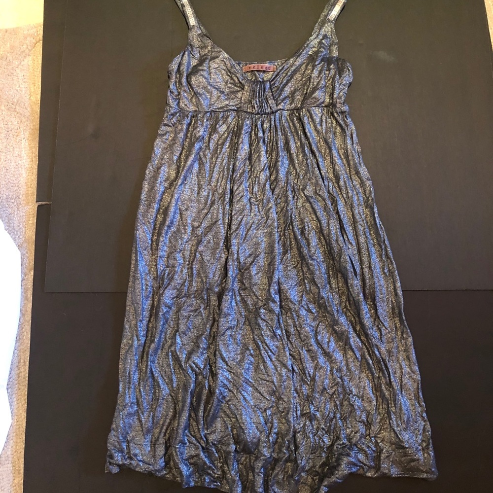 Metallic swing dress with jeweled dress